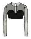 Nineminutes Woman Top Black Size 4 Polyester, Viscose, Elastane, Pes In Black