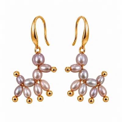 Ninemoo Women's Balloon Dog Freshwater Pearl Earrings - Purple