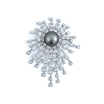 Ninemoo Women's Black Nacre Noire Starburst Pearl Brooch