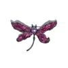 Ninemoo Women's Black / Pink / Purple Rosy Glimmer Dragonfly Pearl Brooch