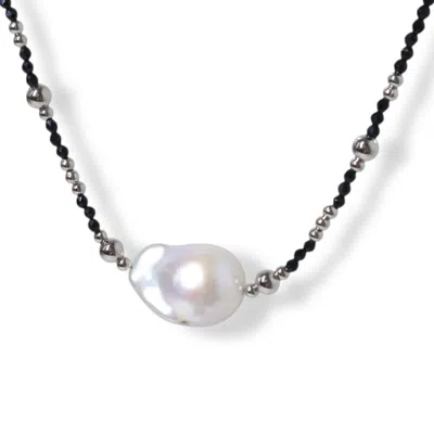 Ninemoo Women's Black / White Black Spinel Baroque Pearl Necklace