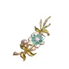Ninemoo Women's Blue Pearl Enamel Lily Brooch In Blue