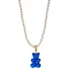 Ninemoo Women's Blue Shell Bead Necklace And Gummy Bear Pendant In Blue