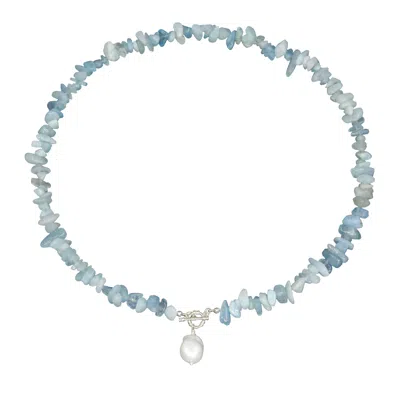 Ninemoo Women's Blue / Silver Aquamarine Beaded Necklace In Multi