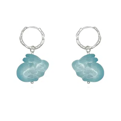 Ninemoo Women's Blue / Silver Silver Bunny Earrings