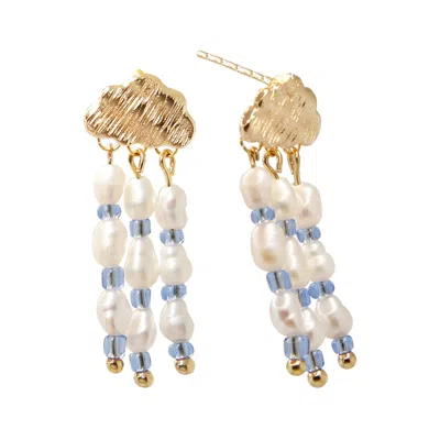 Ninemoo Women's Blue / White / Gold London Weather Earrings In Multi