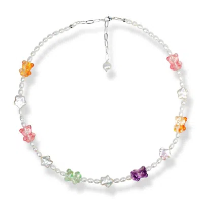 Ninemoo Women's Crystal Bear Pearl Necklace
