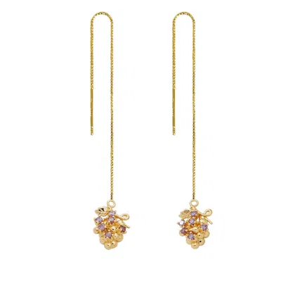 Ninemoo Women's Fruit Threader Earrings - Pink & Purple