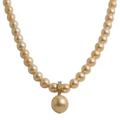 Ninemoo Women's Gold Belle Bow Signature Pearl Necklace