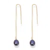 Ninemoo Women's Gold / Black Midnight Baroque Pearl Threader Earrings
