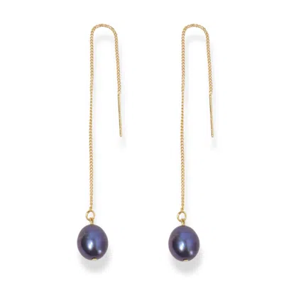 Ninemoo Women's Gold / Black Midnight Baroque Pearl Threader Earrings