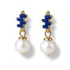 Ninemoo Women's Gold / Blue Blue Sapphire Accent Pearl Drop Earrings In Multi