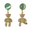 Ninemoo Women's Gold / Blue Opal Bear Stud Earrings In Multi