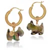 Ninemoo Women's Gold / Brown Welsh Corgi Hoop Earrings In Multi