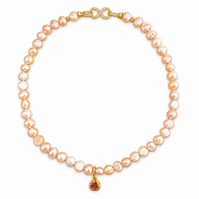 Ninemoo Women's Gold Grenade Rosée Pomegranate Pearl Necklace In Multi