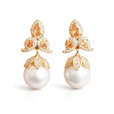 Ninemoo Women's Gold Iris Pearl Drop Earrings