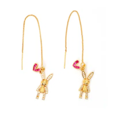 Ninemoo Women's Gold Lovingly Violent Bunny Earrings