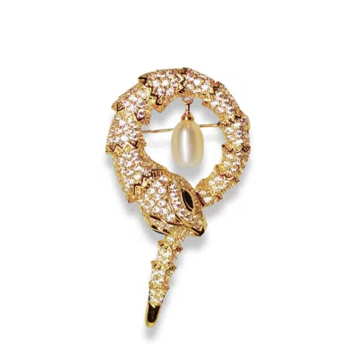 Ninemoo Women's Gold Natural Pearl Serpent Brooch & Pendant