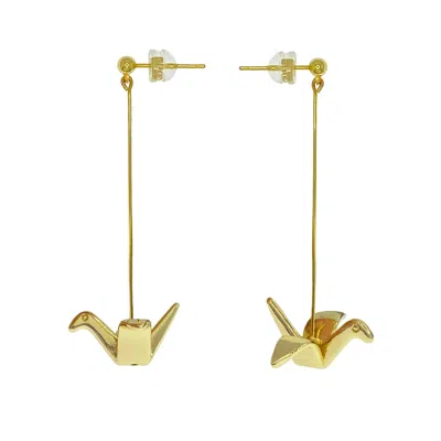 Ninemoo Women's Gold Origami Cranes Earrings