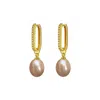 Ninemoo Women's Gold / Pink Gleaming Zircon Pearls Earrings- Pink Pearl In Multi