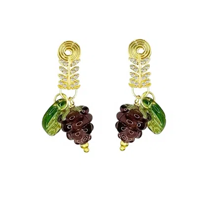 Ninemoo Women's Gold / Pink / Purple Eden's Berry Clip On Earrings