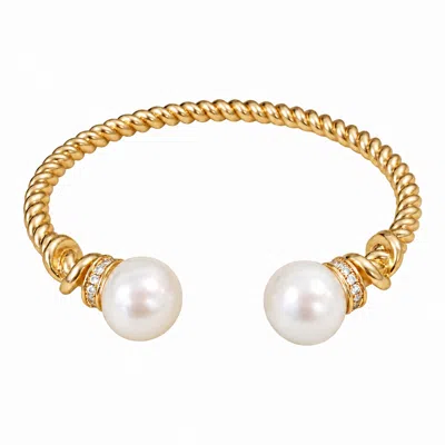 Ninemoo Women's Gold Titan Double Pearl Cuff In Multi