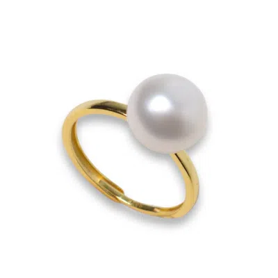 Ninemoo Women's Gold / White Classic Pearl Golden Ring In Multi