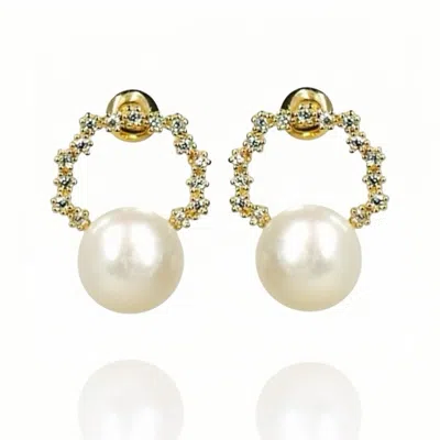 Ninemoo Women's Gold / White Glistening Wreath Pearl Earrings-glod In Multi