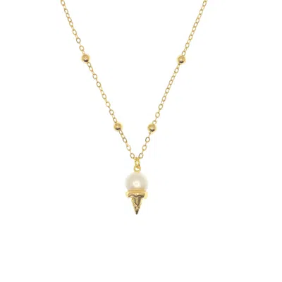 Ninemoo Women's Gold / White Pearl Ice Cream Necklace In Multi