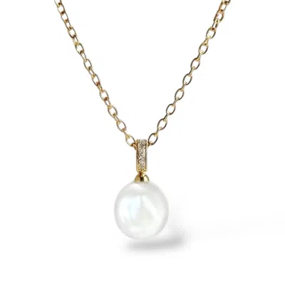 Ninemoo Women's Gold / White Rainbow Glow Pearl Necklace
