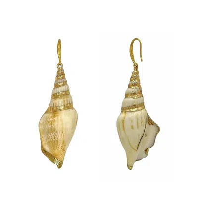 Ninemoo Women's Gold / White Sandy Shore Shell Earrings In Multi