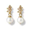 Ninemoo Women's Gold / White Sapphire Accent Pearl Drop Earrings In Gold