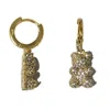 Ninemoo Women's Golden Bear Hoops Earrings- Zircon In Gold