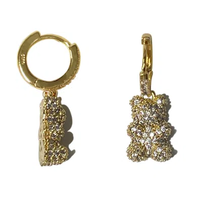 Ninemoo Women's Golden Bear Hoops Earrings- Zircon