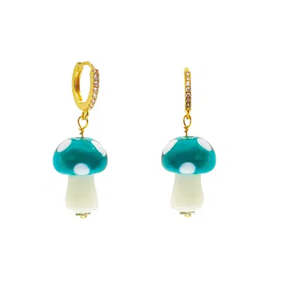 Ninemoo Women's Green Mushrooms Hoops Earring - Poison