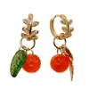 Ninemoo Women's Green / Red / Gold Tangerine Earrings In Multi