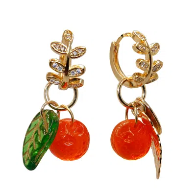 Ninemoo Women's Green / Red / Gold Tangerine Earrings In Multi