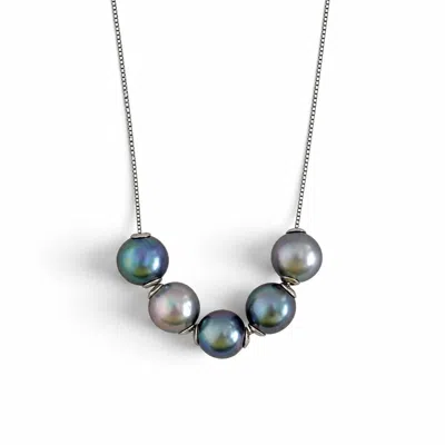 Ninemoo Women's Grey Nacre Noire Five-pearl Necklace