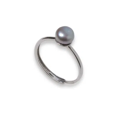 Ninemoo Women's Grey / Silver Refined Grey Pearl Ring