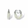 Ninemoo Women's Layered Pearl Silver Horn Hoop Earrings In Silver
