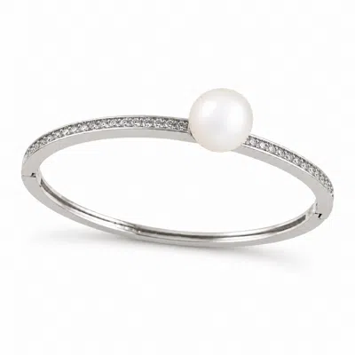 Ninemoo Women's Lueur Rosée Éclat Pearl Bangle – Silver