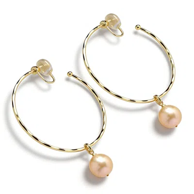 Ninemoo Women's Lumière Gold Blush Pearl Clip Earrings - Gold