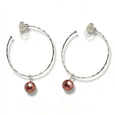 Ninemoo Women's Lumière Gold Blush Pearl Clip Earrings - Silver