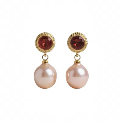 Ninemoo Women's Pink Crimson Grace Pearl Earrings