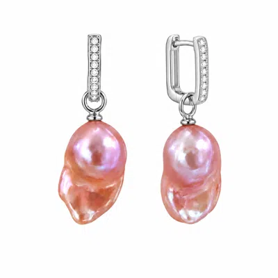 Ninemoo Women's Pink Lune Mauve Pearl Earrings In Multi