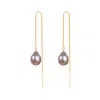Ninemoo Women's Pink / Purple / Gold Sweet Hue Pearl Threader Earrings - Purple