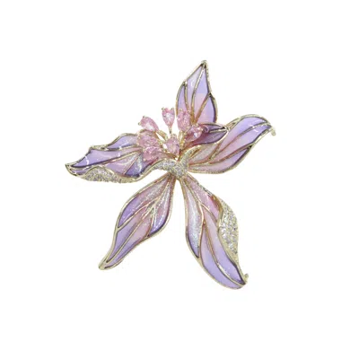 Ninemoo Women's Pink / Purple Iris Bloom Elegance Brooch