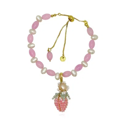 Ninemoo Women's Pink / Purple Pink Strawberry Pearl Dangle Bracelet