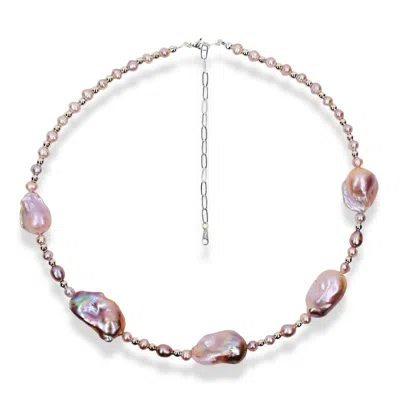Ninemoo Women's Pink / Purple Princess Aura Pearl Necklace In Multi