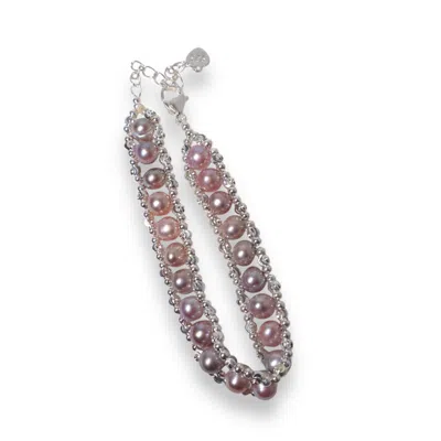 Ninemoo Women's Pink / Purple Rosy Pearl Woven Grace Bracelet